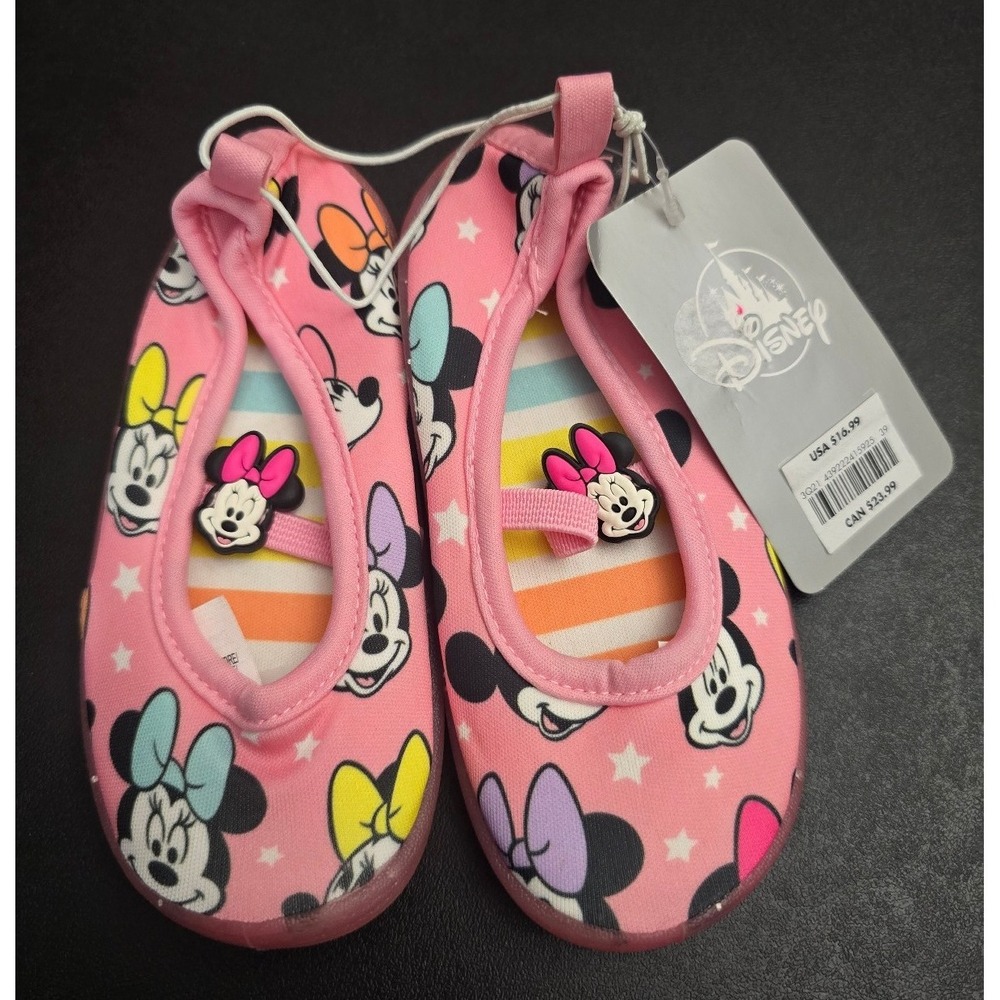 Disney Store NWT Minnie Mouse Toddler Girl Pink Water Shoes Slippers Size 7